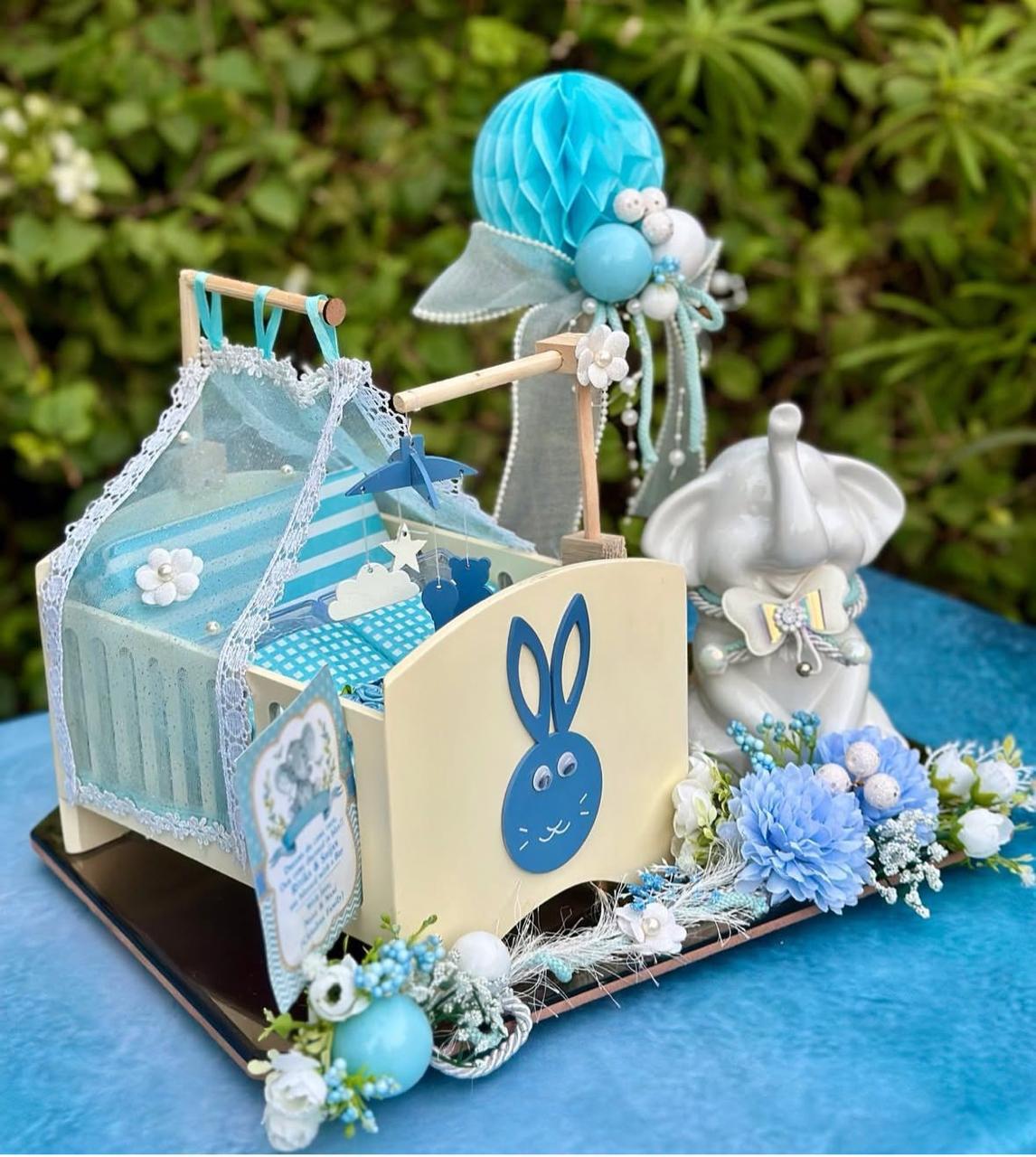 Little Bunny Cradle Birth Announcement Hamper