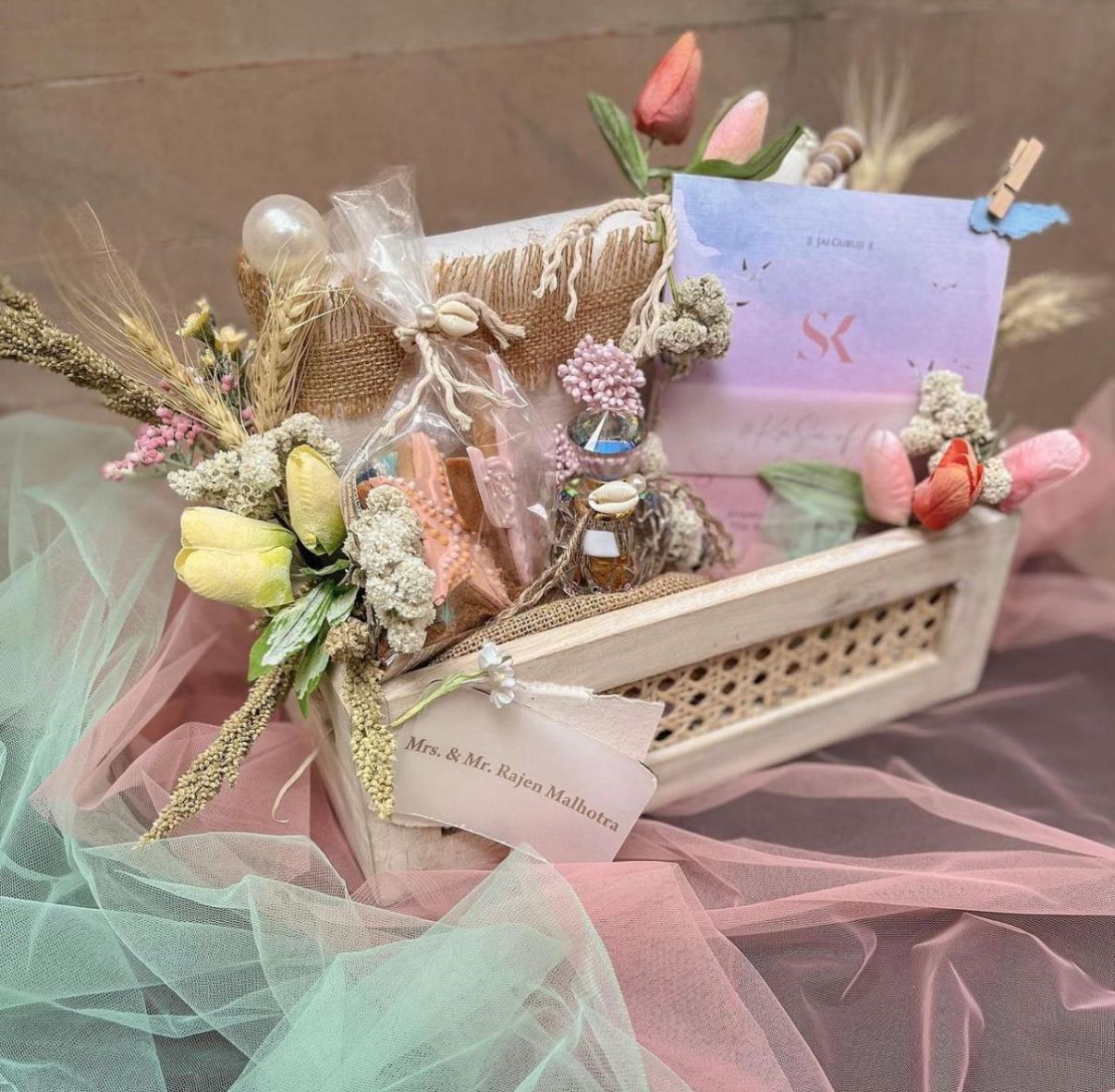 Rustic Blooms Birth Announcement Hamper