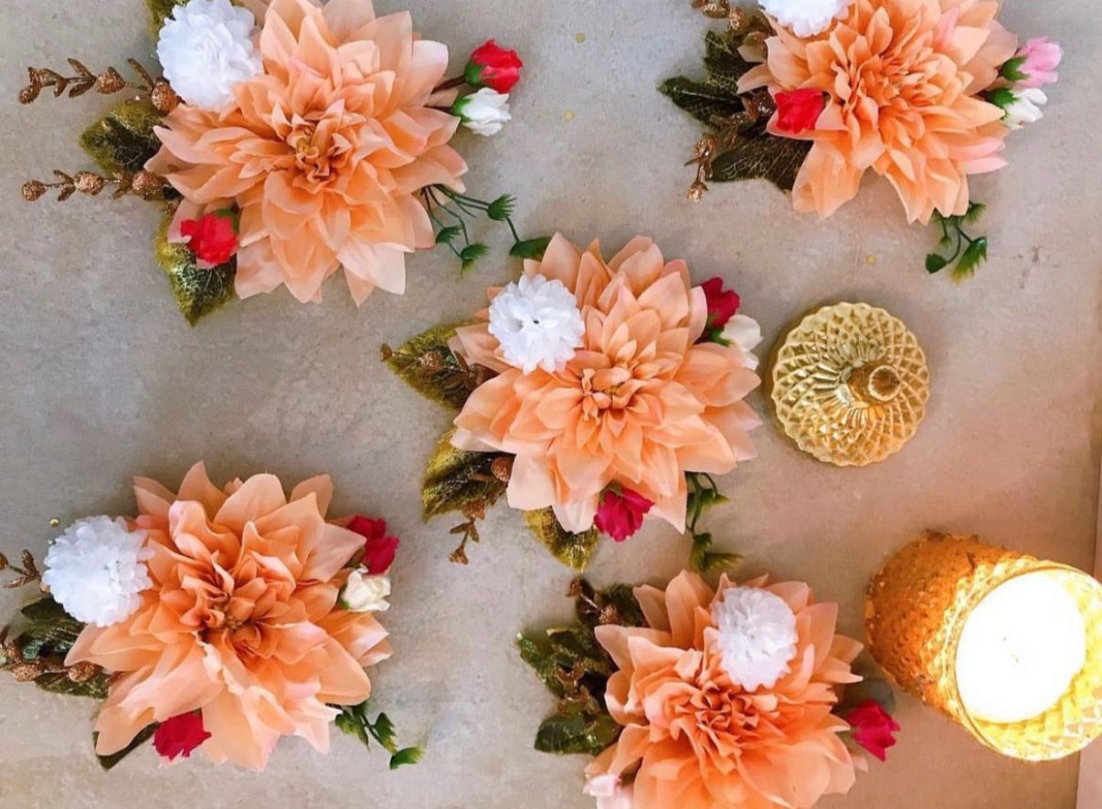 Peach & White Ready-to-Use Floral Bunches