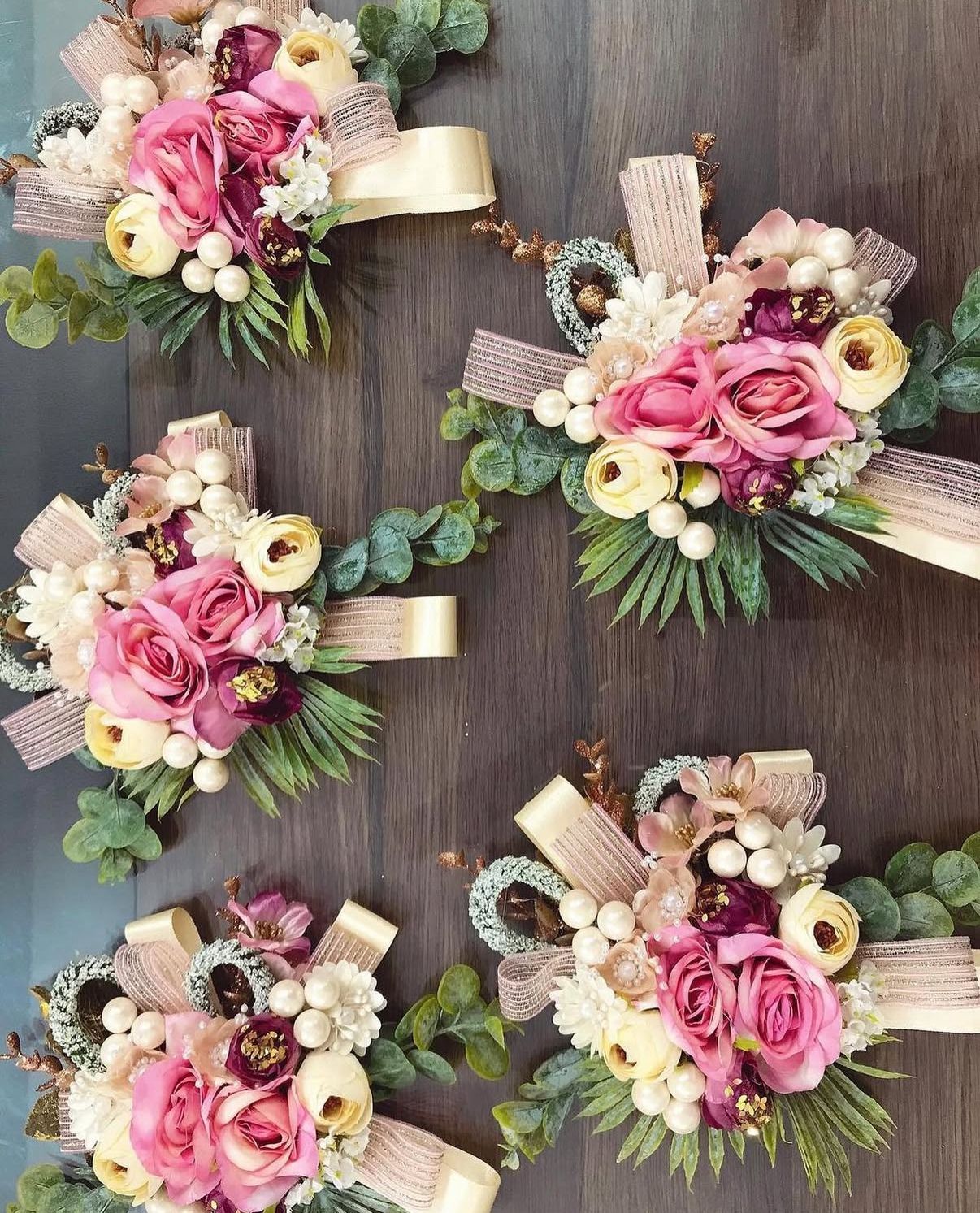 Opulent Rose & Pearl Decorative Embellishments (Price Per Piece)