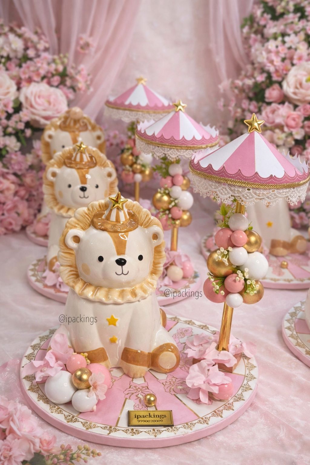Enchanted Carousel Teddy Baby Celebration Setup